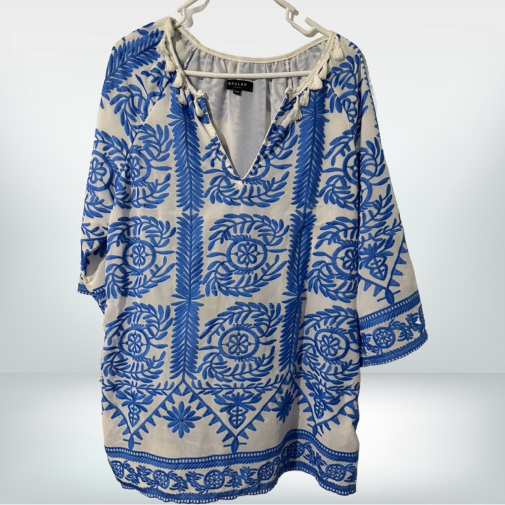 Beulah Blue and White Floral Mini Dress - Picture 4 of 7